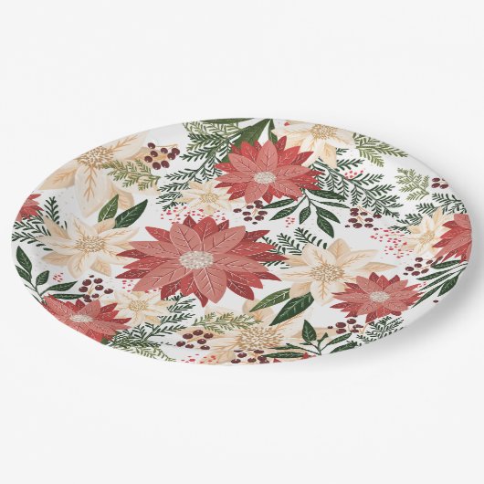 Festlicher Winterurlaub Pappteller (Schrägansicht)