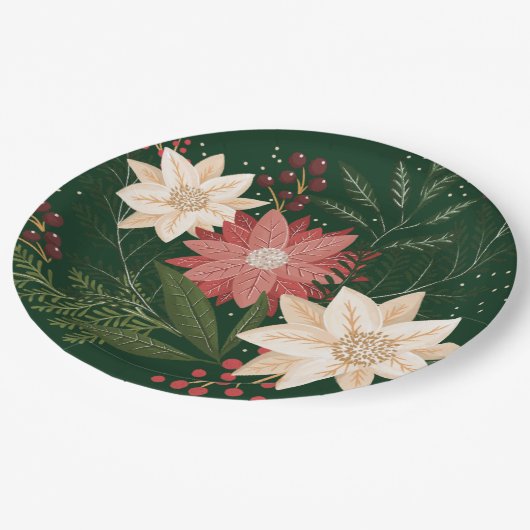 Festlicher Winterurlaub Pappteller (Schrägansicht)