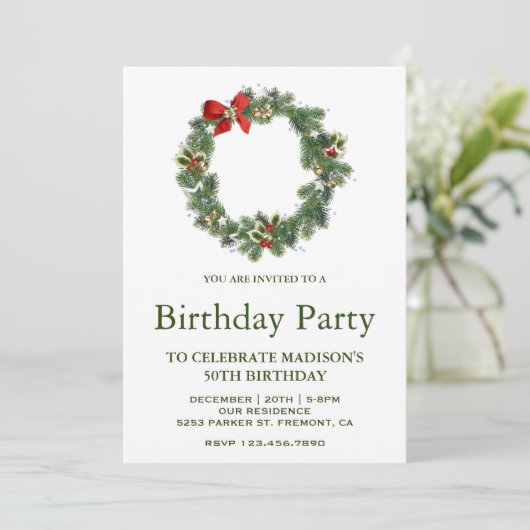 Festlicher Winterurlaub Weihnachtsfest Geburtstag Einladung (Stehend Vorderseite)