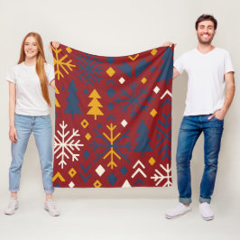 Festlicher Winterwald kühne nordische Muster Fleecedecke