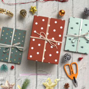 Festliches Abstraktes Set zu Weihnachten von 3 Geschenkpapier Set