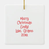 Festliches Anime-Mädchen in Whimsical Village Weih Keramikornament (Rückseite)