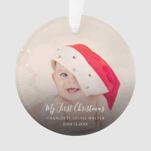 Festliches Baby Erstes Weihnachten 2 Fotos Persona Ornament