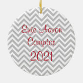 Festliches Baby's First Christmas Foto Ornament (Hinten)