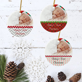 Festliches Baby's First Christmas Foto Ornament