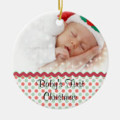 Festliches Baby's First Christmas Foto Ornament (Vorne)