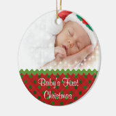 Festliches Baby's First Christmas Foto Ornament (Links)