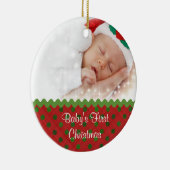 Festliches Baby's First Christmas Foto Ornament (Rechts)