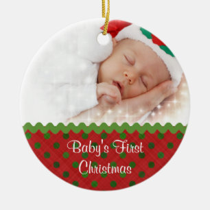 Festliches Baby's First Christmas Foto Ornament