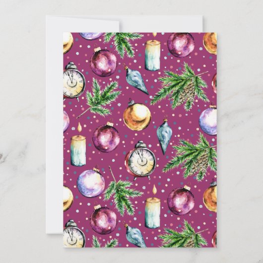Festliches Bauble Watercolor Weihnachtsfest Party Einladung (Rückseite)