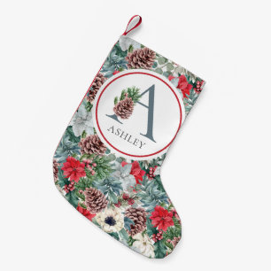 Festliches Blattwerk Feiertags-Blumenarrangement I Kleiner Weihnachtsstrumpf