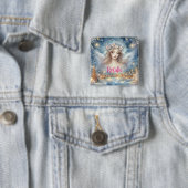 Festliches Blau Aquarell Ätherischer Frost Schnee  Button (Beispiel)