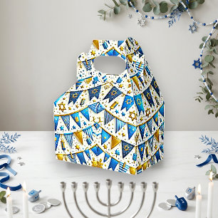 Festliches Blau-Gold-Wimpel Chanukka Geschenkschachtel