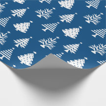 Festliches Blau-Weiß-Weihnachtsbaum-Muster