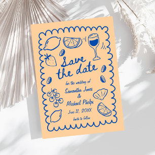 Festliches Blaues Küsten-Hochzeits-Save-the-Date