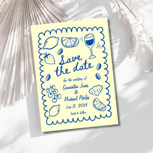 Festliches Blaues Küstenhochzeit Save the Date
