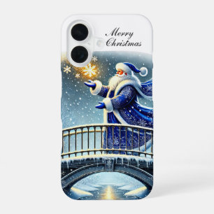 Festliches blaues Weihnachtsmann-Santa individuell iPhone 16 Hülle
