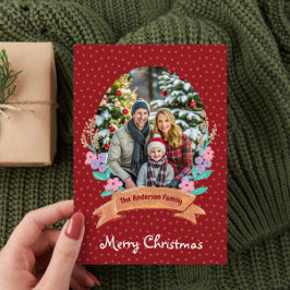 Festliches Blumenreath Weihnachten Rotes Foto