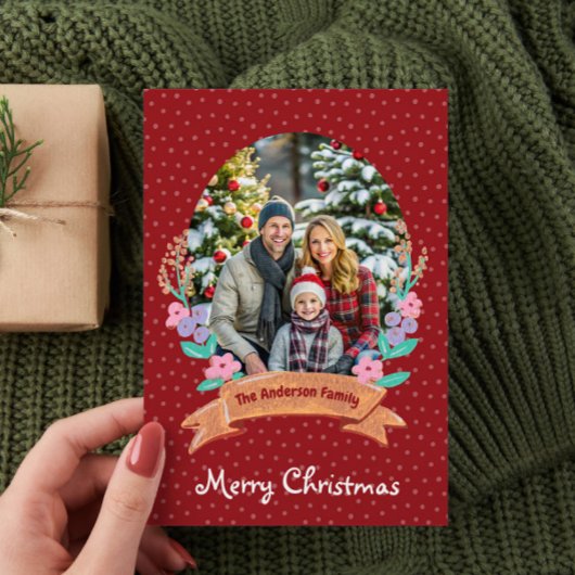 Festliches Blumenreath Weihnachten Rotes Foto