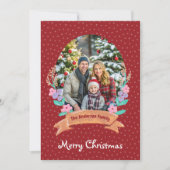 Festliches Blumenreath Weihnachten Rotes Foto (Vorderseite)