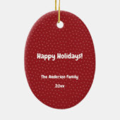 Festliches Blumenreath Weihnachten Rotes Foto Keramik Ornament (Hinten)