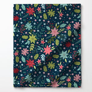 Festliches botanisches Weihnachts-Navy-Blumenmuste Stoff