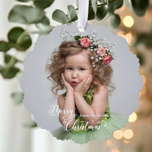Festliches Brauchtum Frohe Weihnachten Skript Foto Ornament Karte