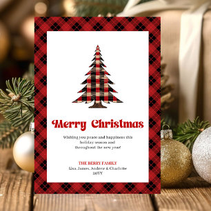 Festliches Büffel-Karo-Weihnachtsgruß-Design Feiertagskarte