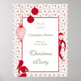 Festliches Business Weihnachts-Party Willkommen Poster