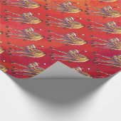 Festliches Camel-Muster auf Rot Geschenkpapier (Ecke)