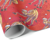 Festliches Camel-Muster auf Rot Geschenkpapier (Rolleneckpunkt)