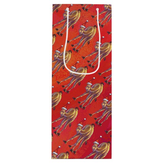 Festliches Camel-Muster auf Rot Geschenktüte Für Weinflaschen (Vorderseite)