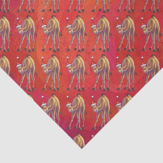 Festliches Camel-Muster auf Rot Seidenpapier (Ausschnitt)