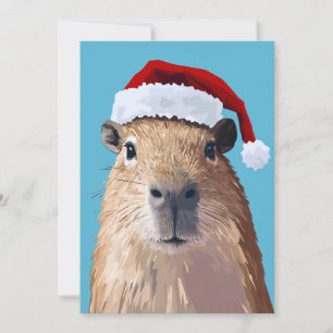 Festliches Capybara mit Santa-Hut Einladung