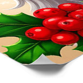 Festliches Cartoon Pferd in Weihnachtsmannmütze mi Poster (Ecke)