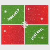 Festliches C'est Weihnachten auf Rot Weiß und Grün Geschenkpapier (Flach)