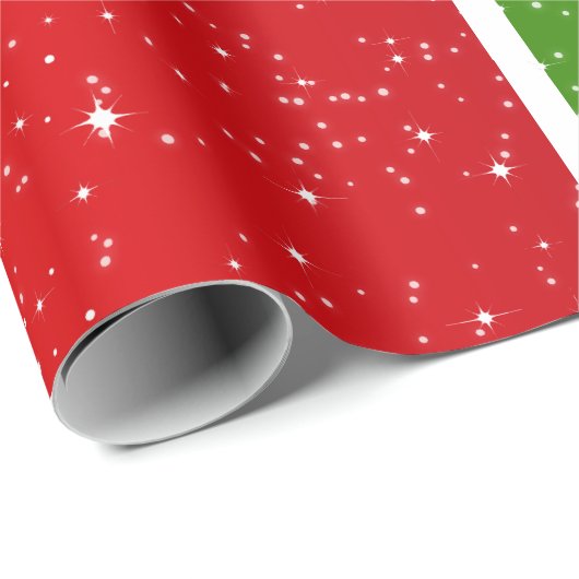 Festliches C'est Weihnachten auf Rot Weiß und Grün Geschenkpapier (Rolleneckpunkt)
