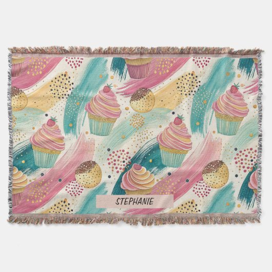 Festliches Cupcake & Brushstroke Celebration Patte Decke (Vorderseite)