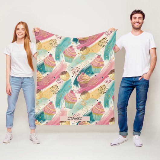 Festliches Cupcake & Brushstroke Celebration Patte Fleecedecke (Beispiel)