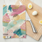 Festliches Cupcake & Brushstroke Celebration Patte Geschirrtuch (Viertel Falte)