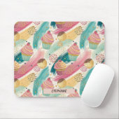 Festliches Cupcake & Brushstroke Celebration Patte Mousepad (Mit Mouse)