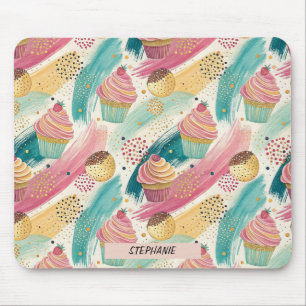 Festliches Cupcake & Brushstroke Celebration Patte Mousepad
