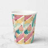 Festliches Cupcake & Brushstroke Celebration Patte Pappbecher (Rechts)