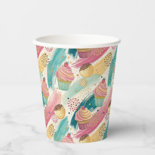 Festliches Cupcake & Brushstroke Celebration Patte Pappbecher