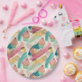 Festliches Cupcake & Brushstroke Celebration Patte Pappteller (Party)