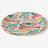 Festliches Cupcake & Brushstroke Celebration Patte Pappteller (Schrägansicht)
