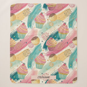 Festliches Cupcake & Brushstroke Celebration Patte Sherpadecke