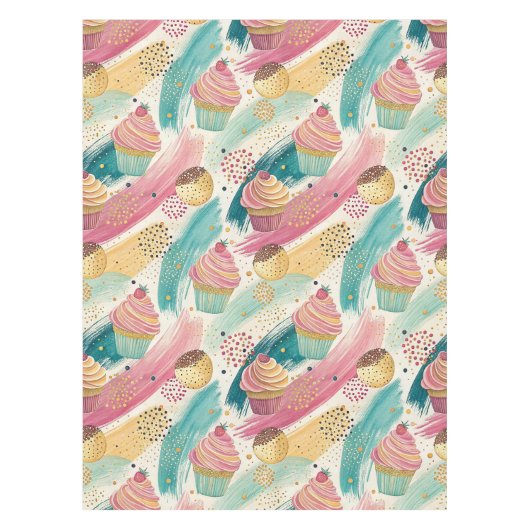 Festliches Cupcake & Brushstroke Celebration Patte Tischdecke (Vorderseite)
