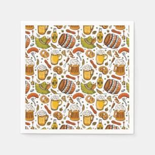 Festliches deutsches Oktoberfest-Bier und Würstche Serviette