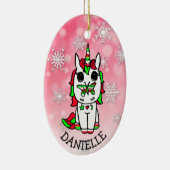 Festliches Einhorn mit Schmetterling an Weihnachte Keramik Ornament (Rechts)